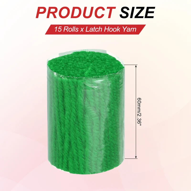 15 Rolls Latch Hook Yarn, 3mm Deep Green Latch Hook Kit Yarn Precut Hook Rugs