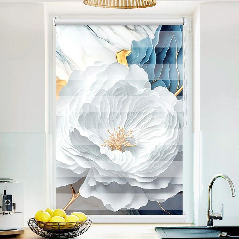 Klemmfix Doppelrollo "Blume marmor weiss" | Klemm Doppelrollo