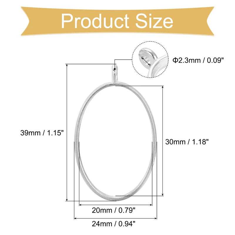 30pcs Open Back Bezel Pendants Oval Hollow Frame Pendant Bright Silver