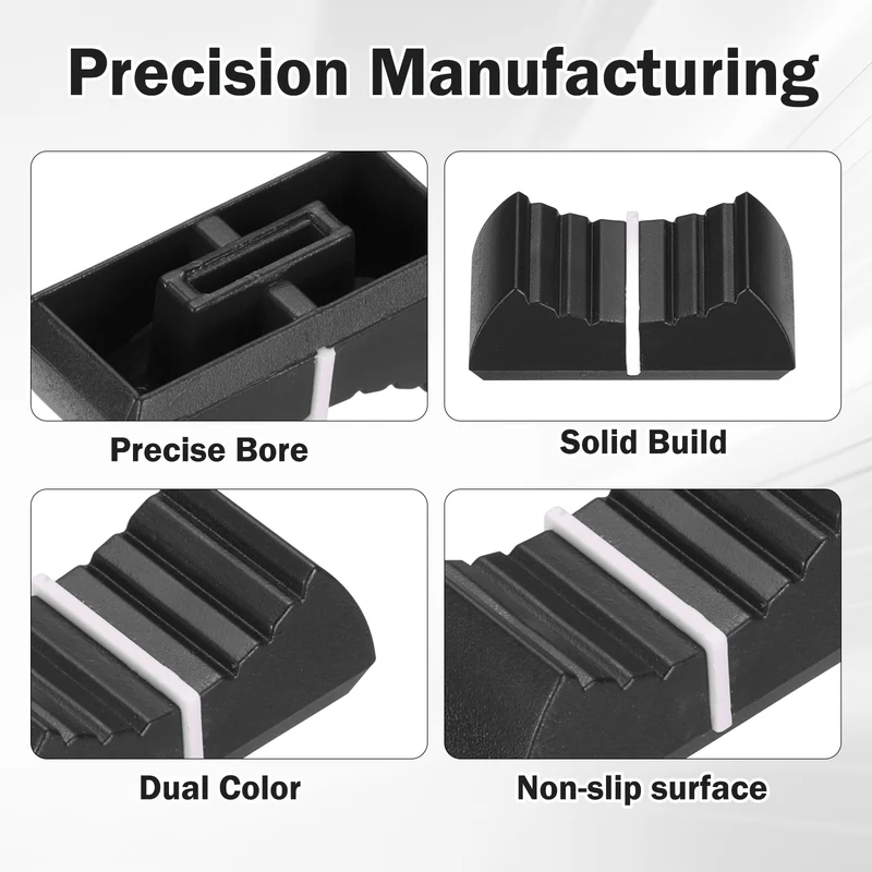 24Pcs Mixer Slider Fader Knobs Potentiometer Caps Fit Hole 8x1.2mm Black White