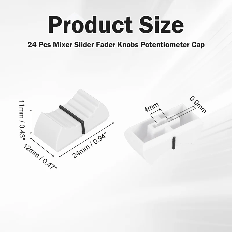 24Pcs Mixer Slider Fader Knobs Potentiometer Cap Fit Hole 4x0.9mm White Black