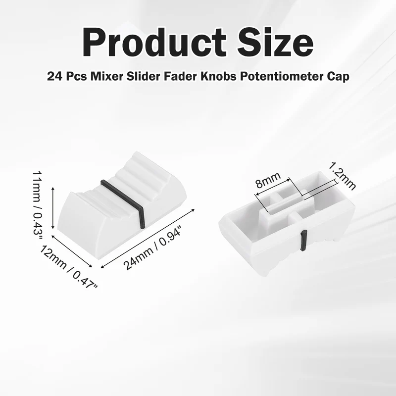 24Pcs Mixer Slider Fader Knobs Potentiometer Cap Fit Hole 8x1.2mm White Black