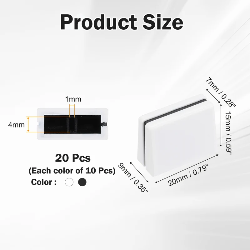 20Pcs Mixer Slider Fader Caps Universal Fader Knobs, Black/White