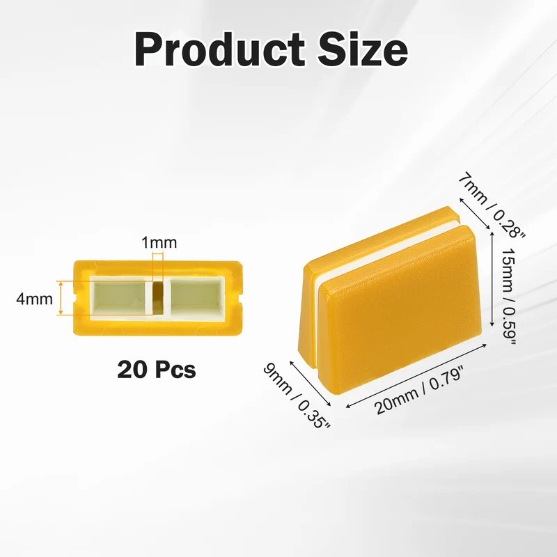 20Pcs Mixer Slider Fader Caps Universal Fader Knobs, Yellow
