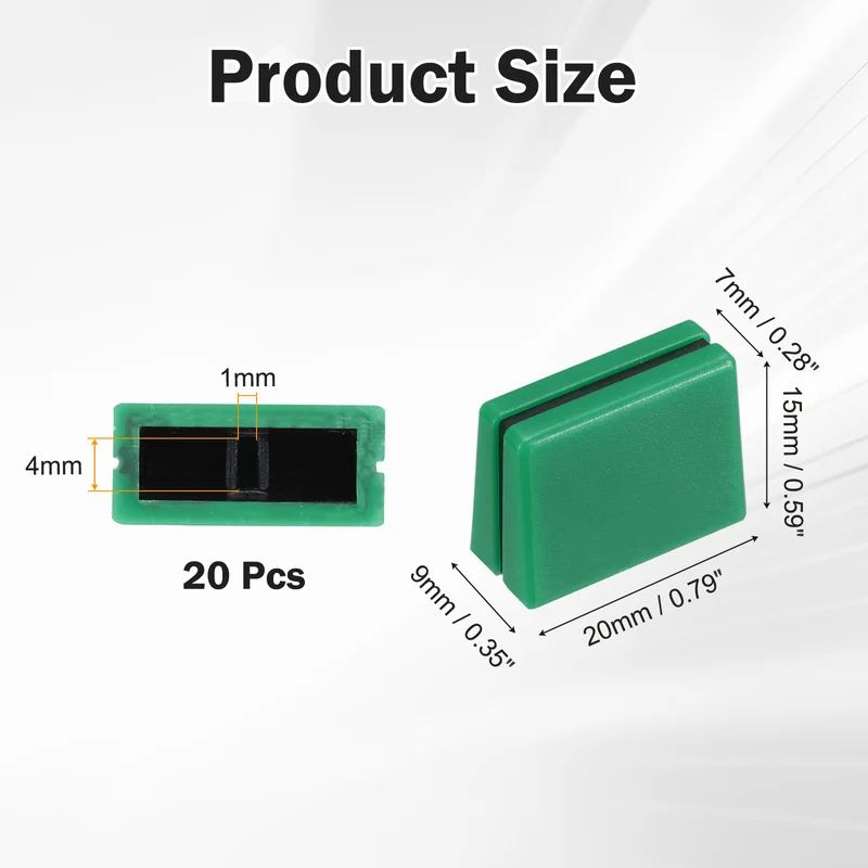 20Pcs Mixer Slider Fader Caps Universal Fader Knobs, Green/Black