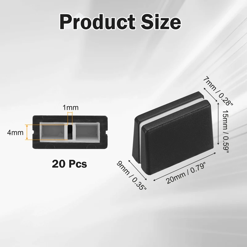 20Pcs Mixer Slider Fader Caps Universal Fader Knobs, Black