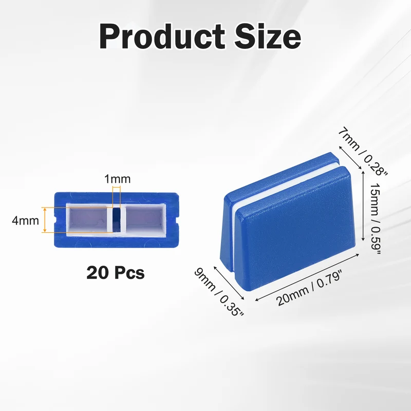 20Pcs Mixer Slider Fader Caps Universal Fader Knobs, Blue