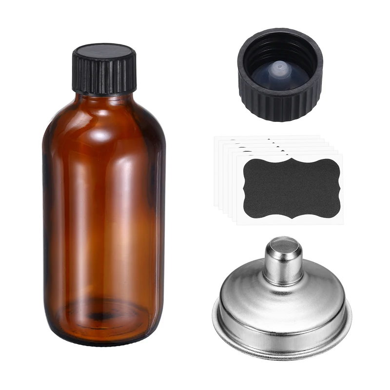4oz/120ml Round Glass Bottles, Amber Sample Glass Bottle Empty Containers