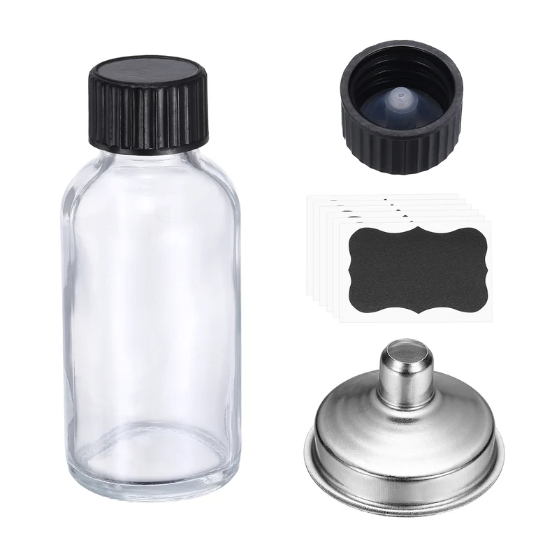 2oz/30ml Round Glass Bottles, White Sample Glass Bottle Empty Containers