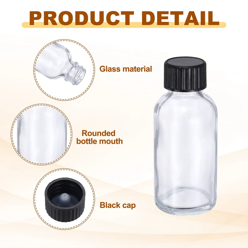 2oz/30ml Round Glass Bottles, White Sample Glass Bottle Empty Containers