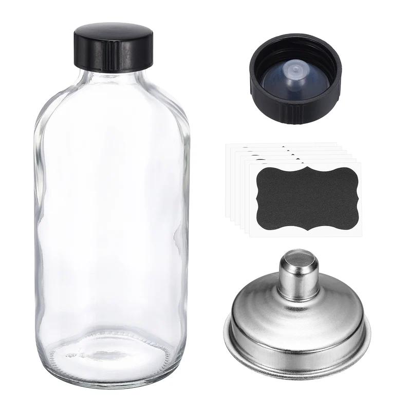 7oz/240ml Round Glass Bottles, White Sample Glass Bottle Empty Containers