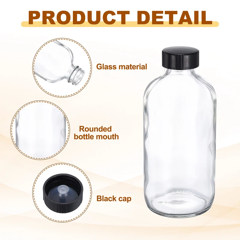 7oz/240ml Round Glass Bottles, White Sample Glass Bottle Empty Containers