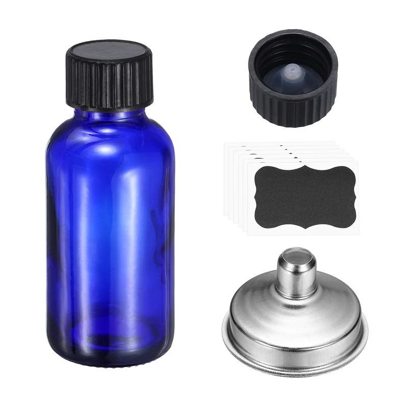 2oz/30ml Round Glass Bottles, Blue Sample Glass Bottle Empty Containers
