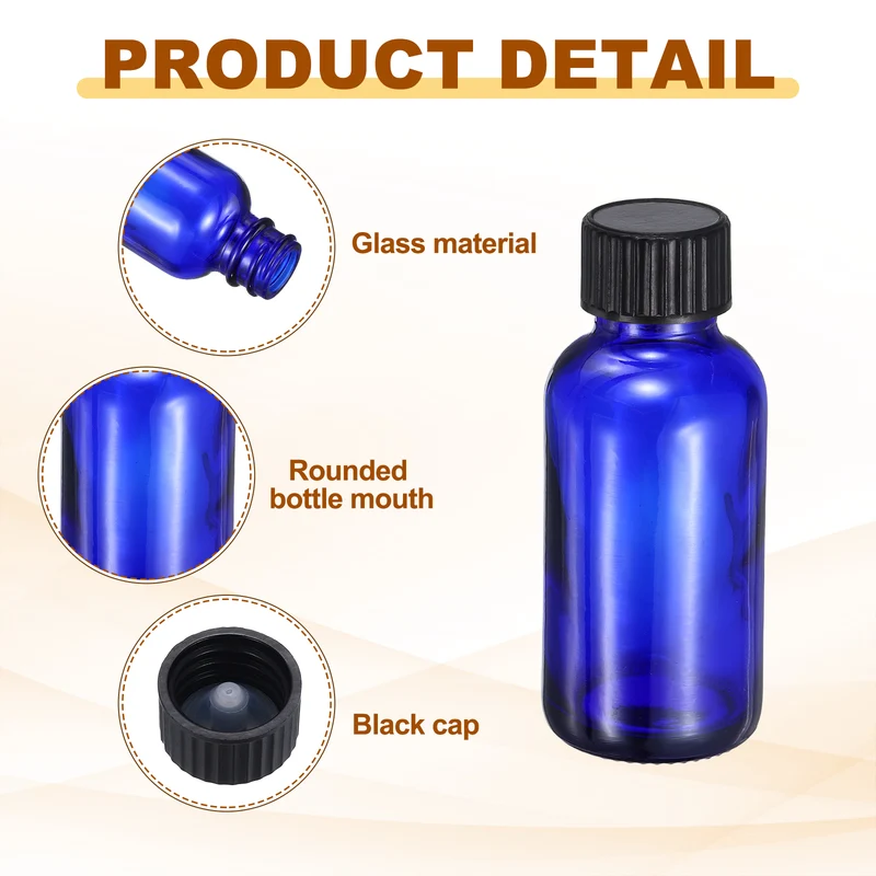 2oz/30ml Round Glass Bottles, Blue Sample Glass Bottle Empty Containers