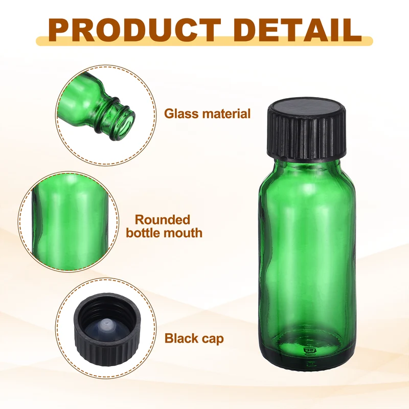 1oz/15ml Round Glass Bottles, Green Sample Glass Bottle Empty Containers
