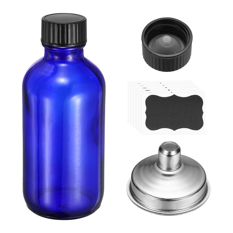 3oz/60ml Round Glass Bottles, Blue Sample Glass Bottle Empty Containers