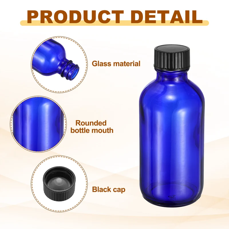3oz/60ml Round Glass Bottles, Blue Sample Glass Bottle Empty Containers