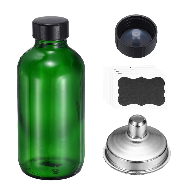 5oz/120ml Round Glass Bottles, Green Sample Glass Bottle Empty Containers