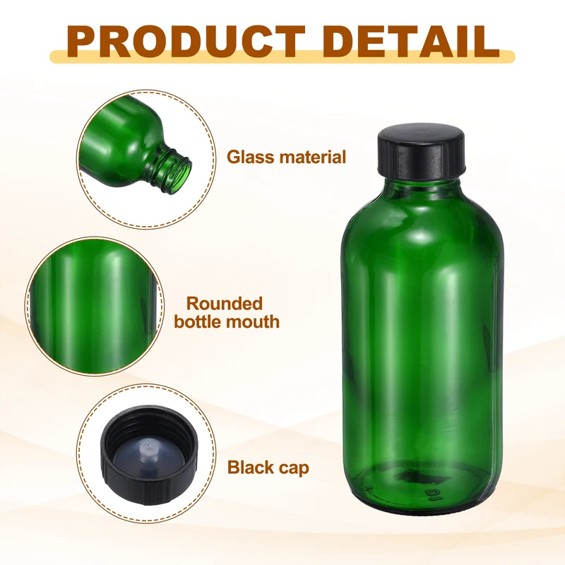 5oz/120ml Round Glass Bottles, Green Sample Glass Bottle Empty Containers