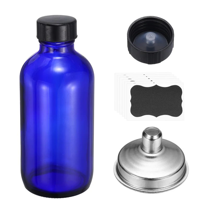 5oz/120ml Round Glass Bottles, Blue Sample Glass Bottle Empty Containers