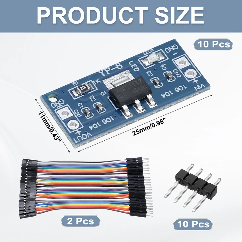DC-DC Buck Converter Voltage Down Power Module AMS-1117 4.75-12V to 3.3V 10Pcs