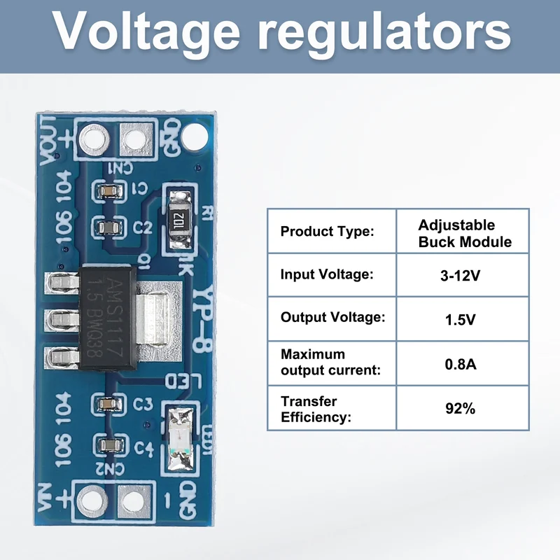 DC-DC Buck Converter Voltage Down Power Module AMS-1117 3-12V to 1.5V 10Pcs