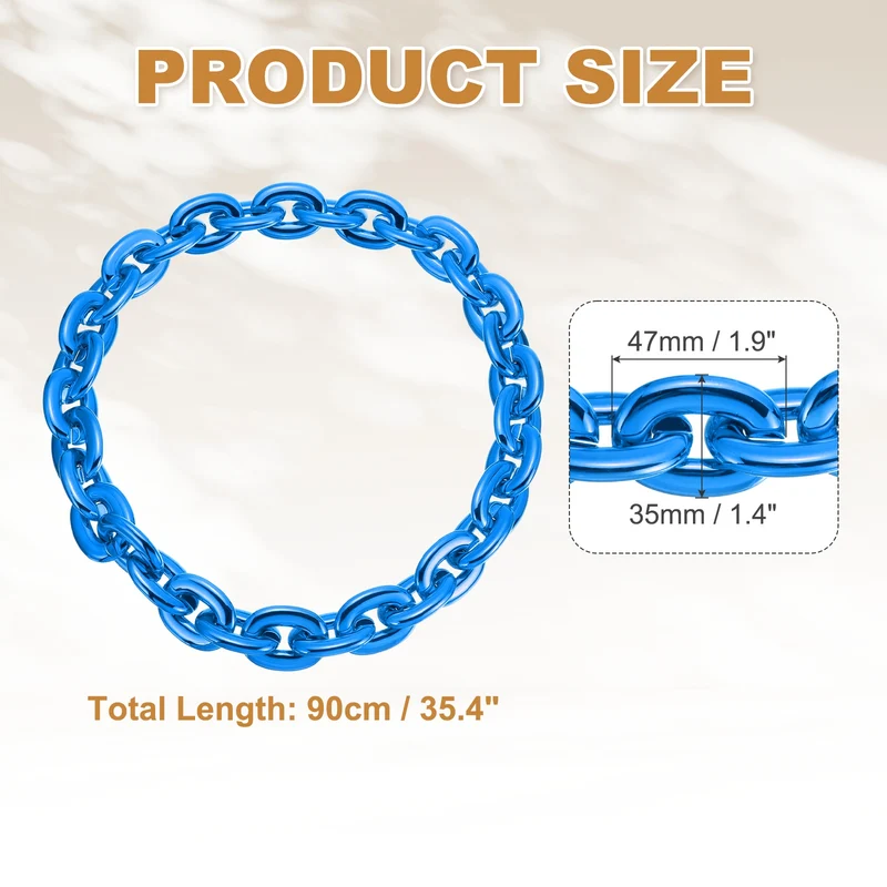 Plastic Hip Hop Chain Necklace 90cm 35" Men's Chunky Chain Blue