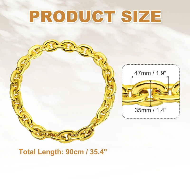 Plastic Hip Hop Chain Necklace 90cm 35" Men's Chunky Chain Golden