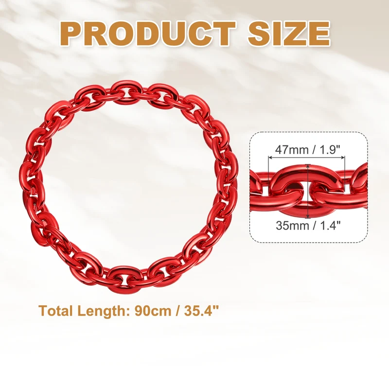 Plastic Hip Hop Chain Necklace 90cm 35" Men's Chunky Chain Red
