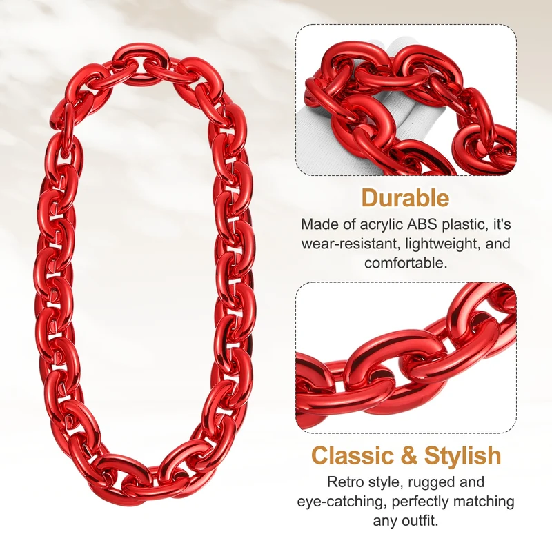Plastic Hip Hop Chain Necklace 90cm 35" Men's Chunky Chain Red