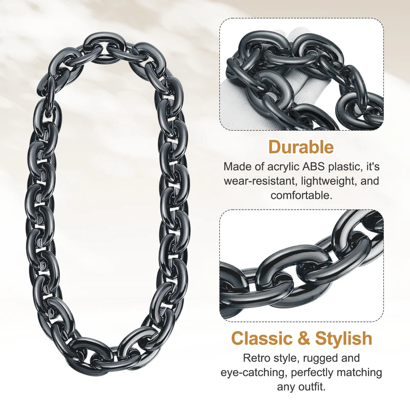 Plastic Hip Hop Chain Necklace 90cm 35" Men's Chunky Chain Black