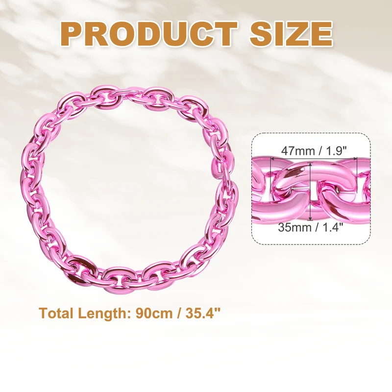 Plastic Hip Hop Chain Necklace 90cm 35" Men's Chunky Chain Pink