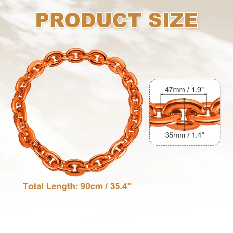 Plastic Hip Hop Chain Necklace 90cm 35" Men's Chunky Chain Orange