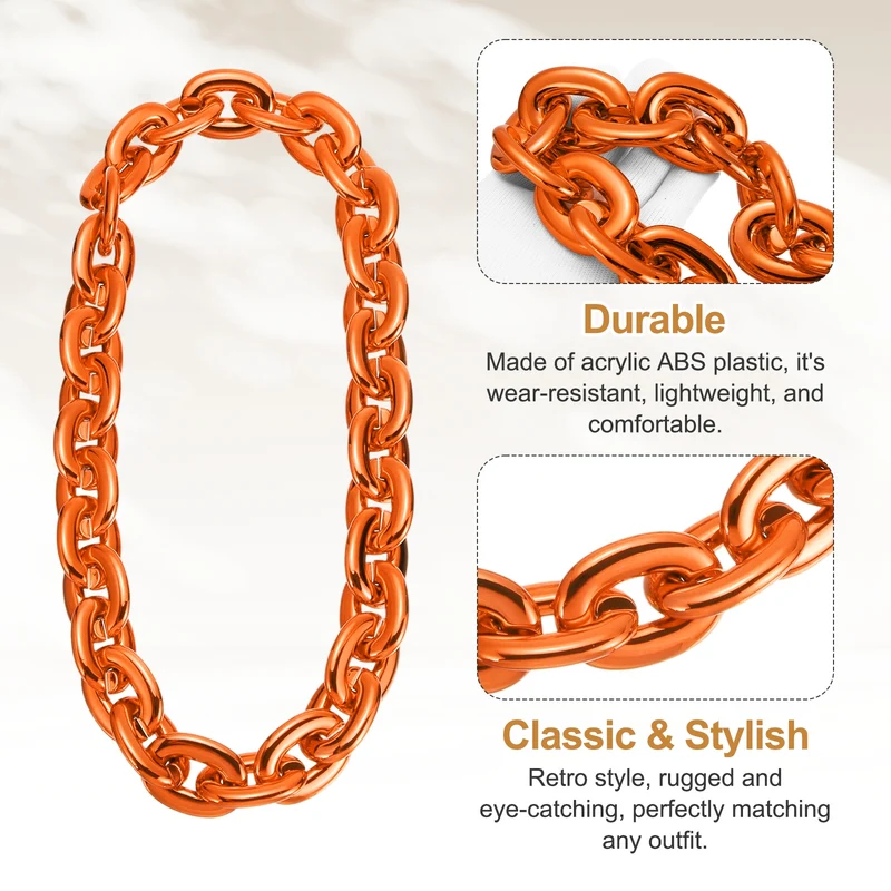 Plastic Hip Hop Chain Necklace 90cm 35" Men's Chunky Chain Orange