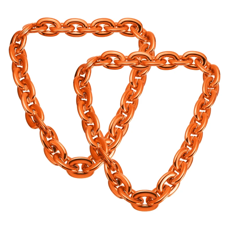 Plastic Hip Hop Chain Necklace 2Pcs 100cm 39" Men's Chunky Chain Orange