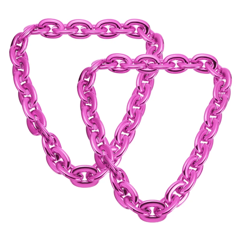 Plastic Hip Hop Chain Necklace 2Pcs 100cm 39" Men's Chunky Chain Rose Red