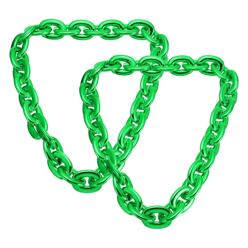 Plastic Hip Hop Chain Necklace 2Pcs 100cm 39" Men's Chunky Chain Green