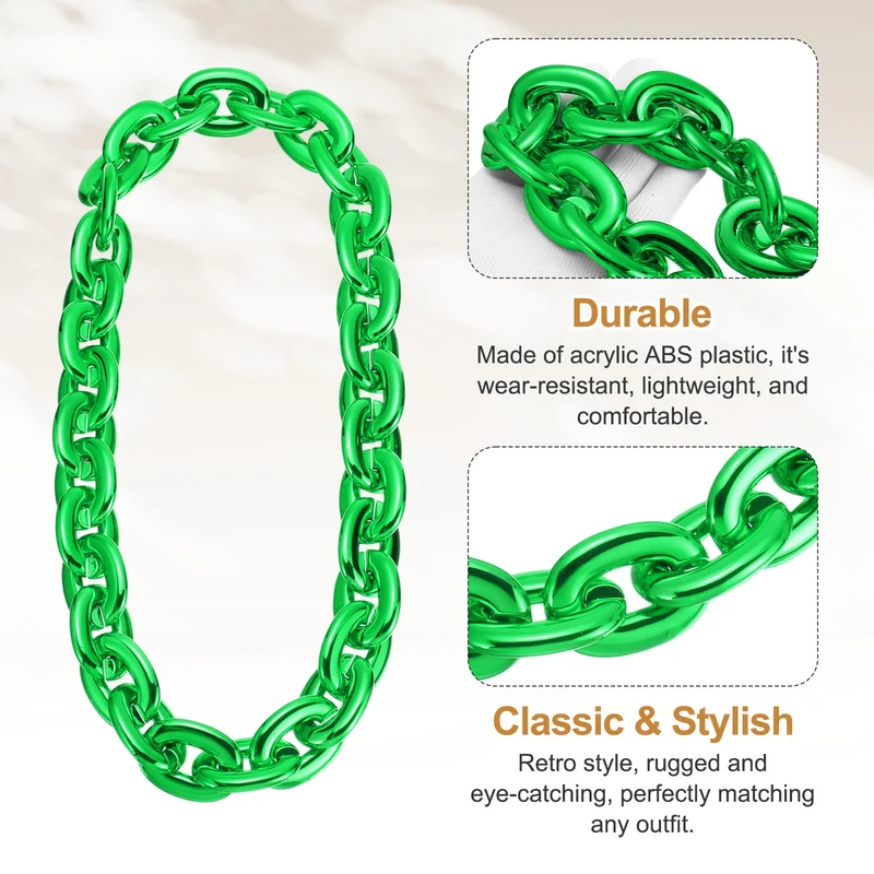 Plastic Hip Hop Chain Necklace 2Pcs 100cm 39" Men's Chunky Chain Green
