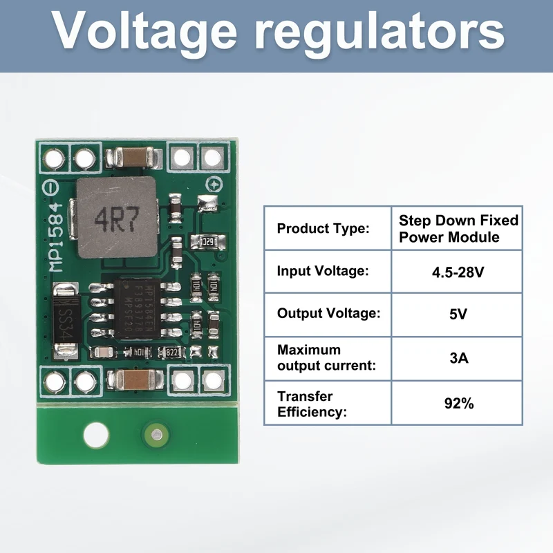 Buck Converter Step Down Fixed Power Module MP1584 4.5-28V to 5V 3A 2 Pcs