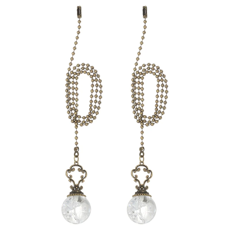 2 Pcs 22" Crystal Ceiling Fan Pull Chain, Clear ( Ball)