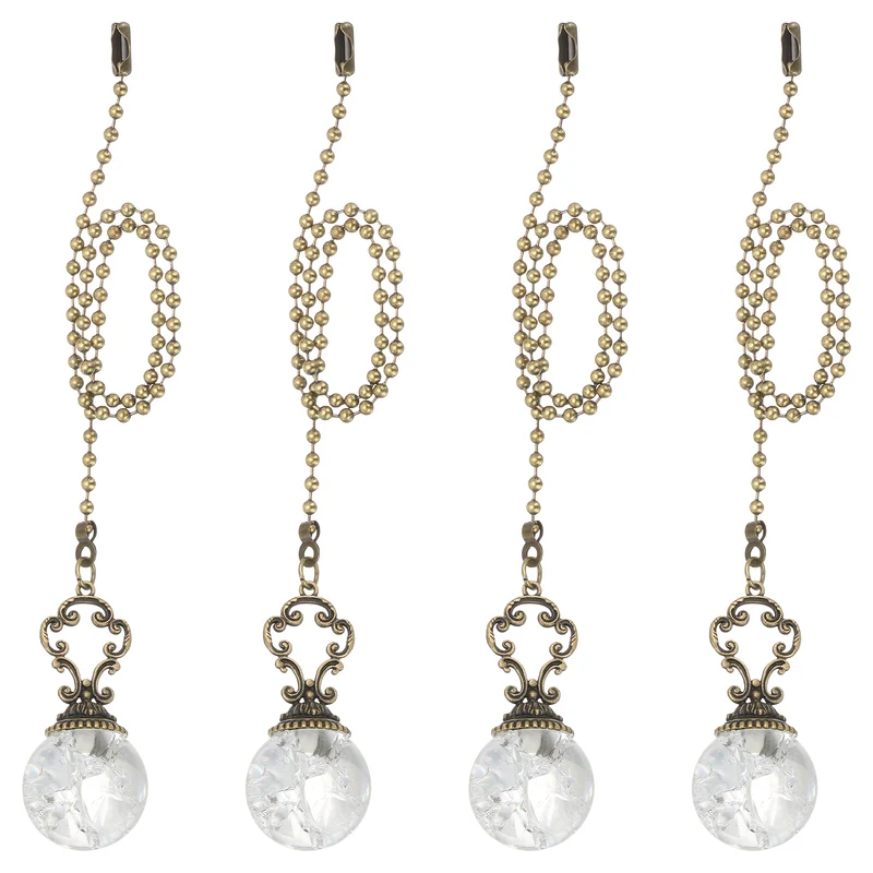 4 Pcs 15" Crystal Ceiling Fan Pull Chain, Clear ( Ball)