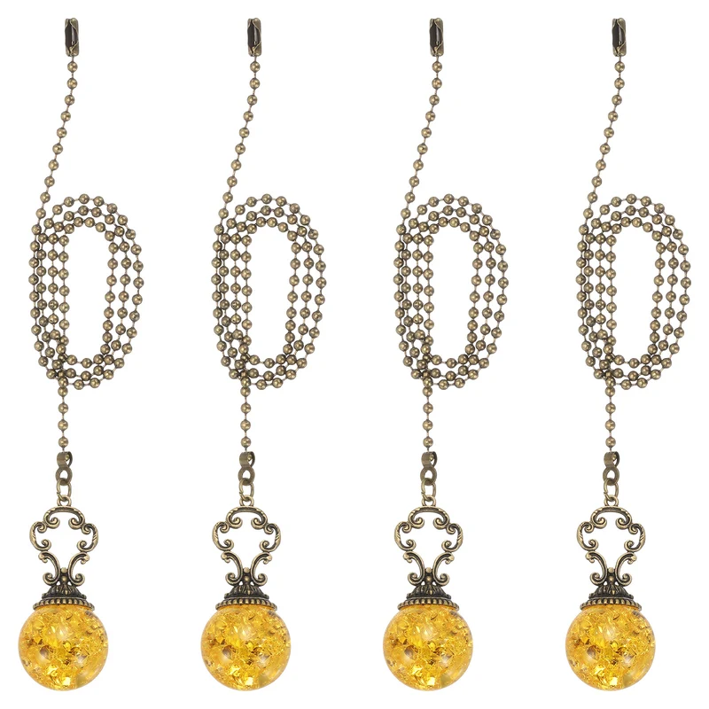 4 Pcs 22" Crystal Ceiling Fan Pull Chain, Amber ( Ball)