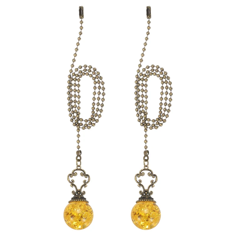 2 Pcs 22" Crystal Ceiling Fan Pull Chain, Amber ( Ball)