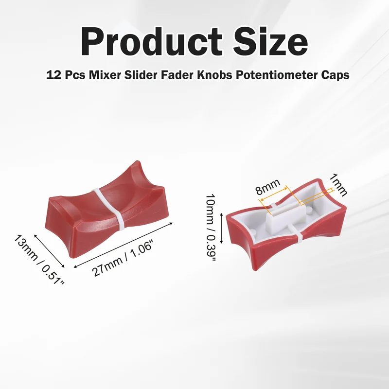 12Pcs Mixer Slider Fader Knobs Potentiometer Caps Fit Hole 1x8mm Red White
