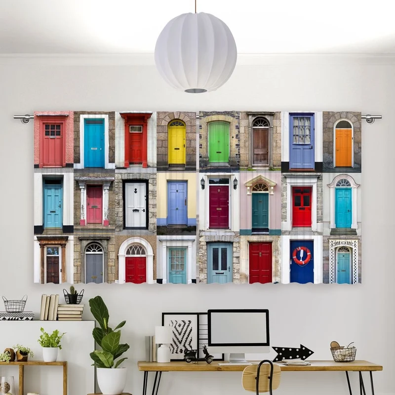 Vorhang Motiv 'Bunte Tueren Collage'