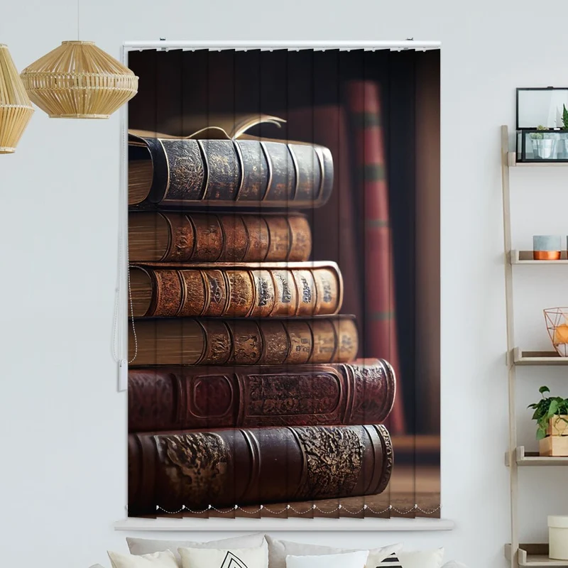 Lamellenvorhang Motiv "Buchregal vintage"