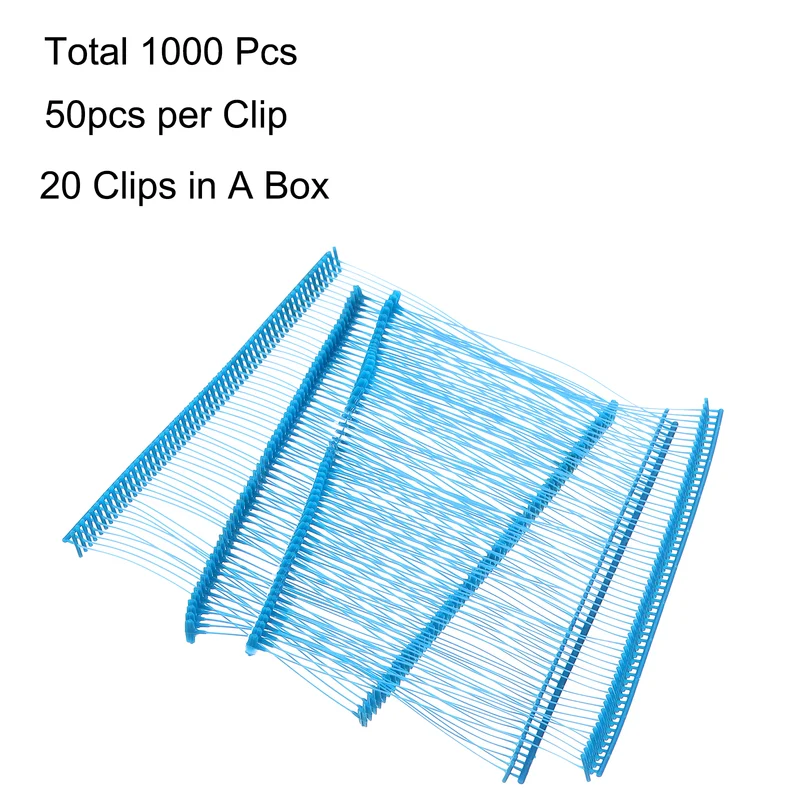 1000pcs 75mm Tagging Fasteners Clothing Tag Barbs Attachments Price Tag Sky Blue