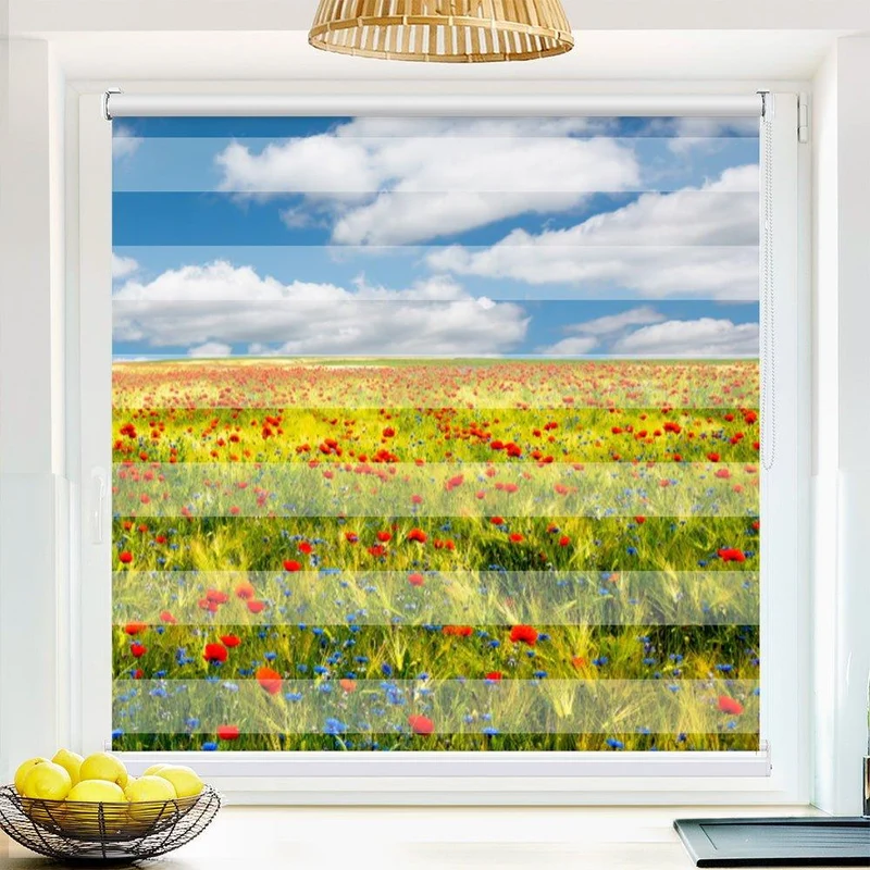 Klemmfix Doppelrollo "Kornfeld Mohnblumen" | Klemm Doppelrollo
