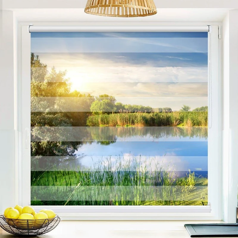 Klemmfix Doppelrollo "Idyllischer Waldsee" | Klemm Doppelrollo