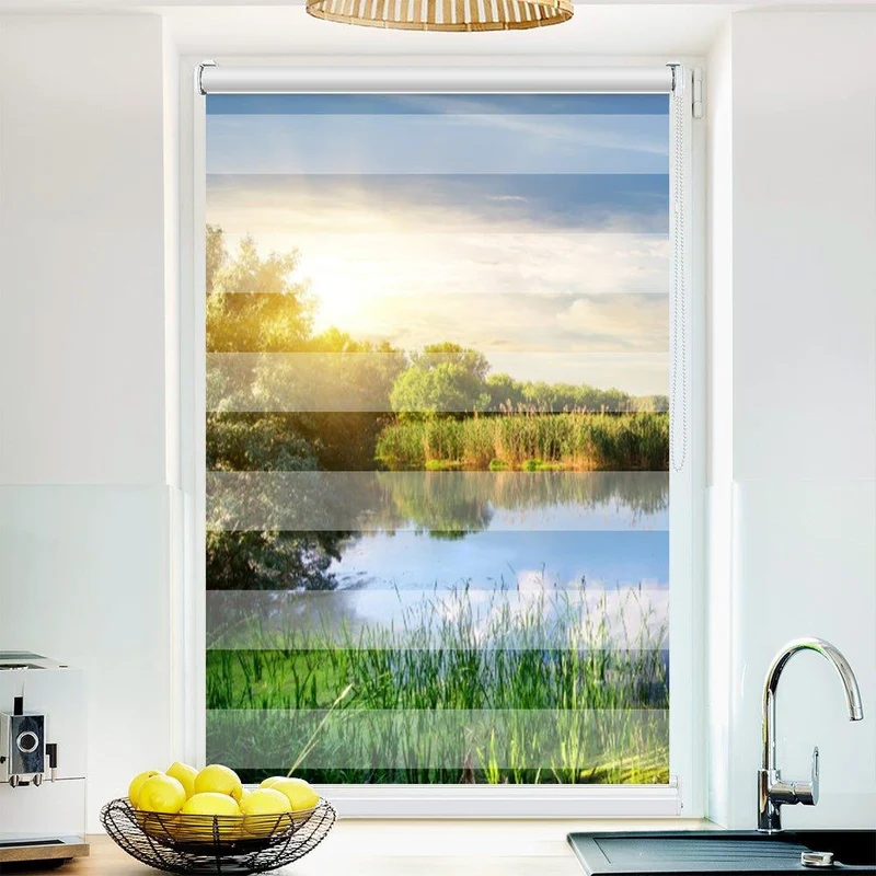 Klemmfix Doppelrollo "Idyllischer Waldsee" | Klemm Doppelrollo